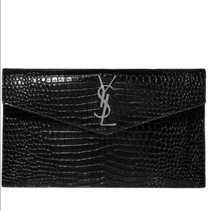 Uptown Croc- Effect Patent Leather Clutch/ Pouch